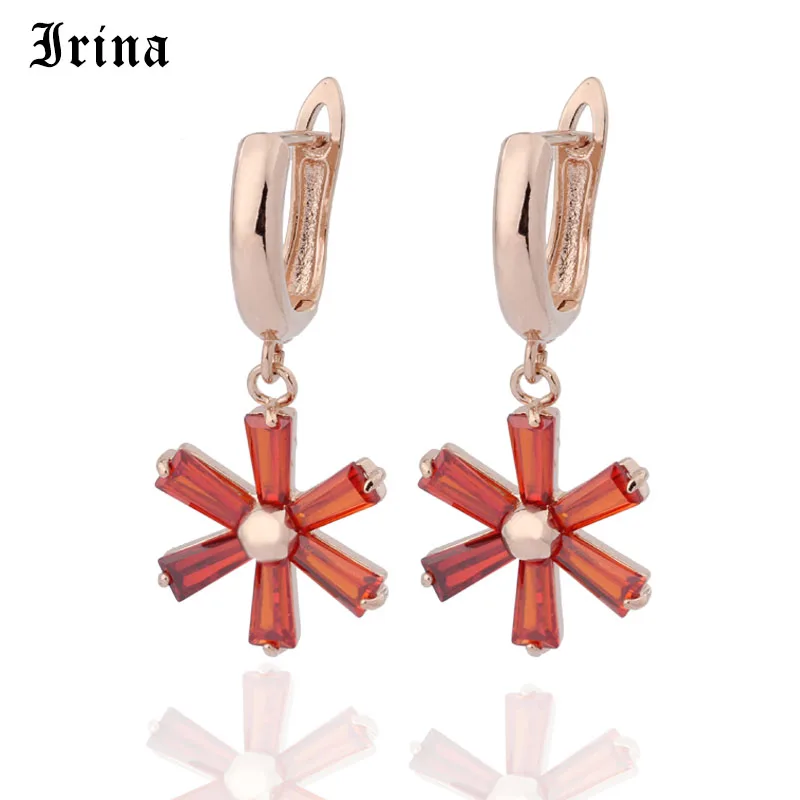 

Irina 585 Luxury Creative Personality snow AAA zircon earrings Famous brand girl/woman's fashion jewelry zircon earrings