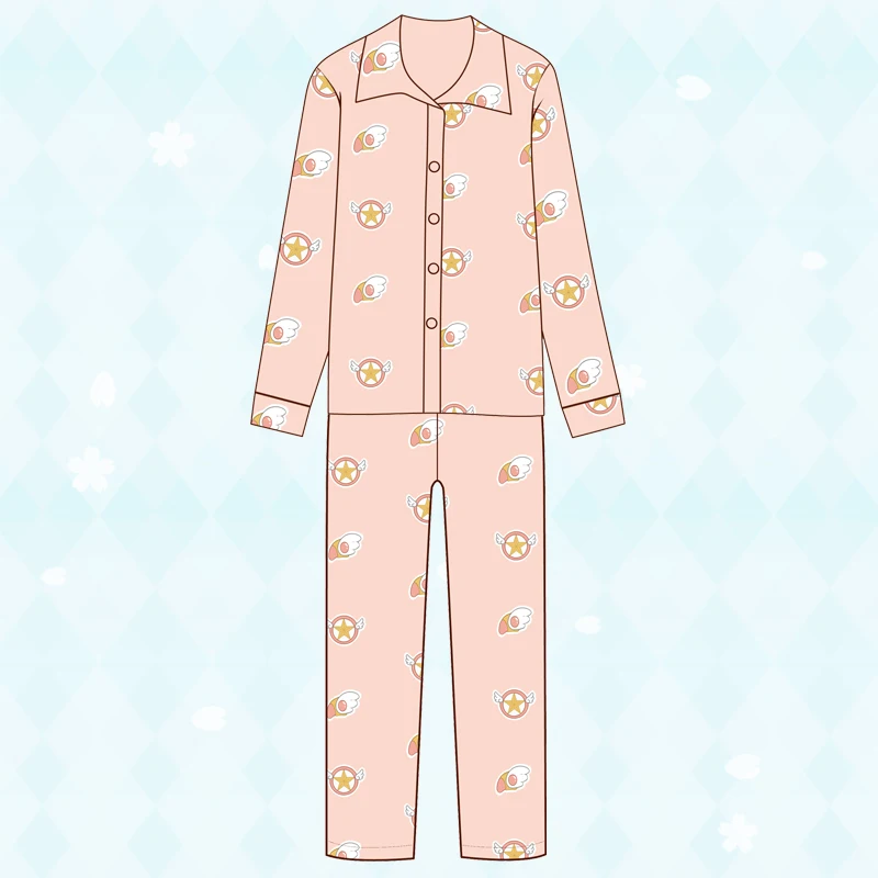 Milky Way Anime Card Captor Sakura Sleepwear Pajamas Girl Longsleeves Costume Adult