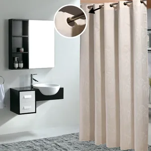 Занавеска для душа с светло-бежевым и белым цветочным принтом, водонепроницаемая полиэфирная ткань с защитой от плесени