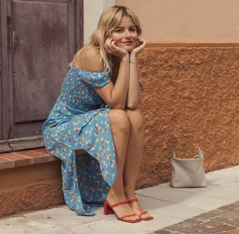 Женское пляжное платье миди винтажный буф с рукавами-крылышками и цветочным