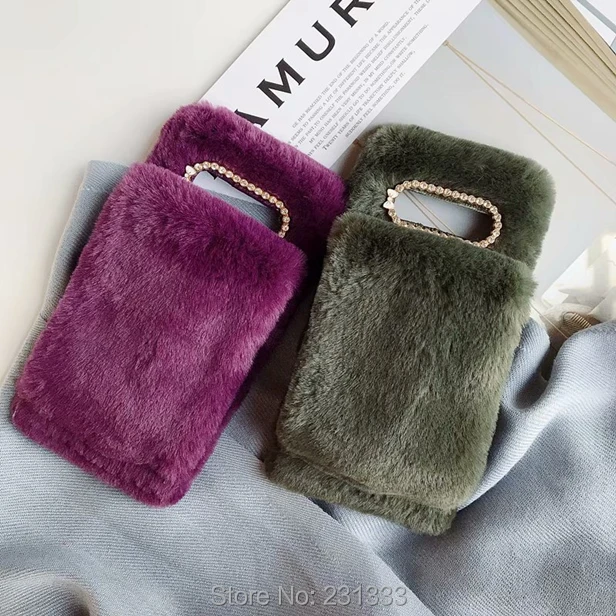 C-ku Алмазный блеск мехового мягкого чехла TPU для Samsung Galaxy S10 PLUS S10E A6S A8S Huawei P30 PRO Lite Удобная кожа для рук Крышка 1шт.