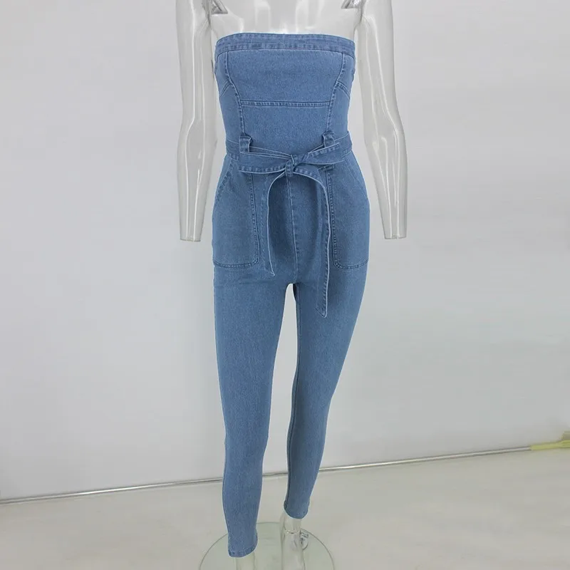 DRESSMECB сексуальный джинсовый комбинезон женский облегающий на молнии Летний