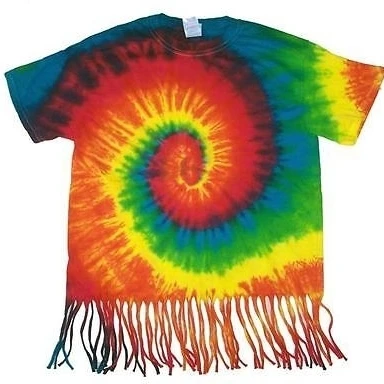 SM радужные завитки бахромой женские тай окрашенных футболка хиппи tie die novelites #