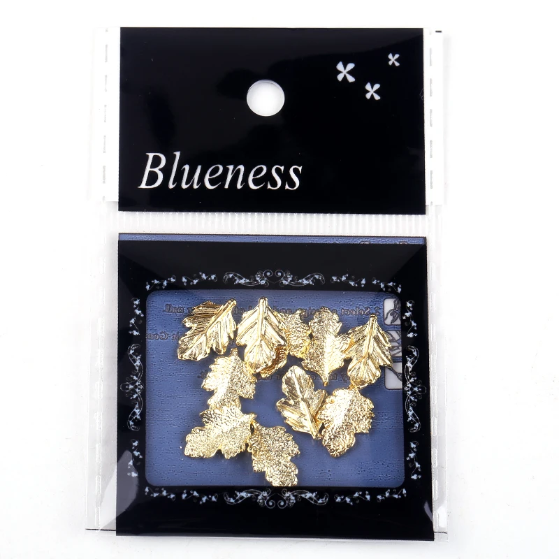 Blueness 10 шт./упак. DIY золотые кленовые листья украшения для ногтей амулеты 3D перо