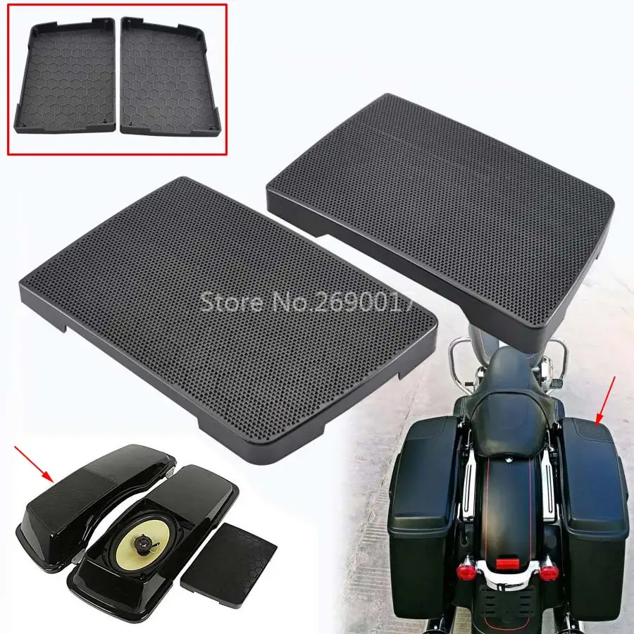 Пара седельная сумка 6X9 &quotкрышка динамик гриль Чехлы подходит для Harley Touring FLHT 93-13