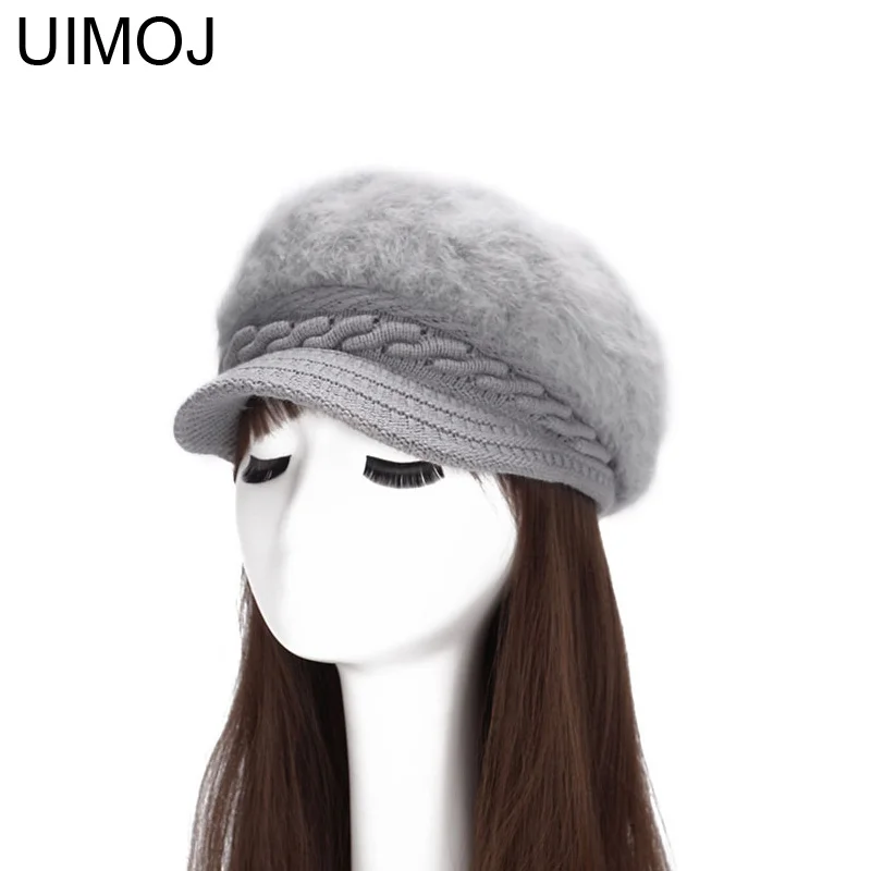 UIMOJ осенне зимние береты для женщин модные женские шапки Теплые фетровые 7 видов