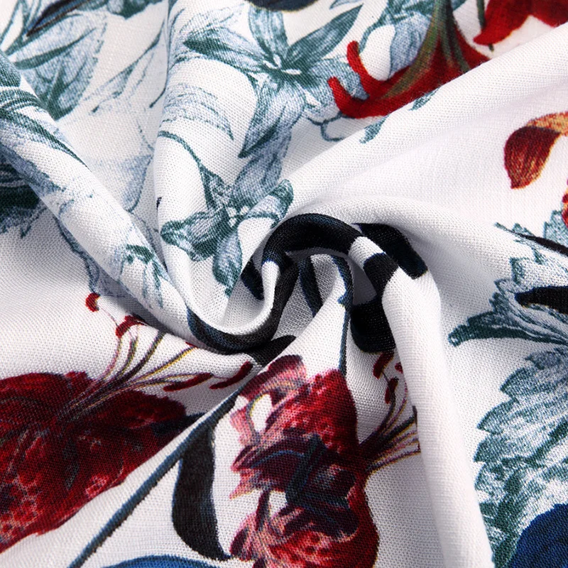

Men Summer Short Sleeve Flower Shirt Large Size Cotton and Linen Fabric Male Top S-7XL Camisa