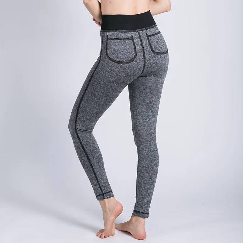 Женский сексуальный тонкий персиковый бедра брюки поддельные карманы