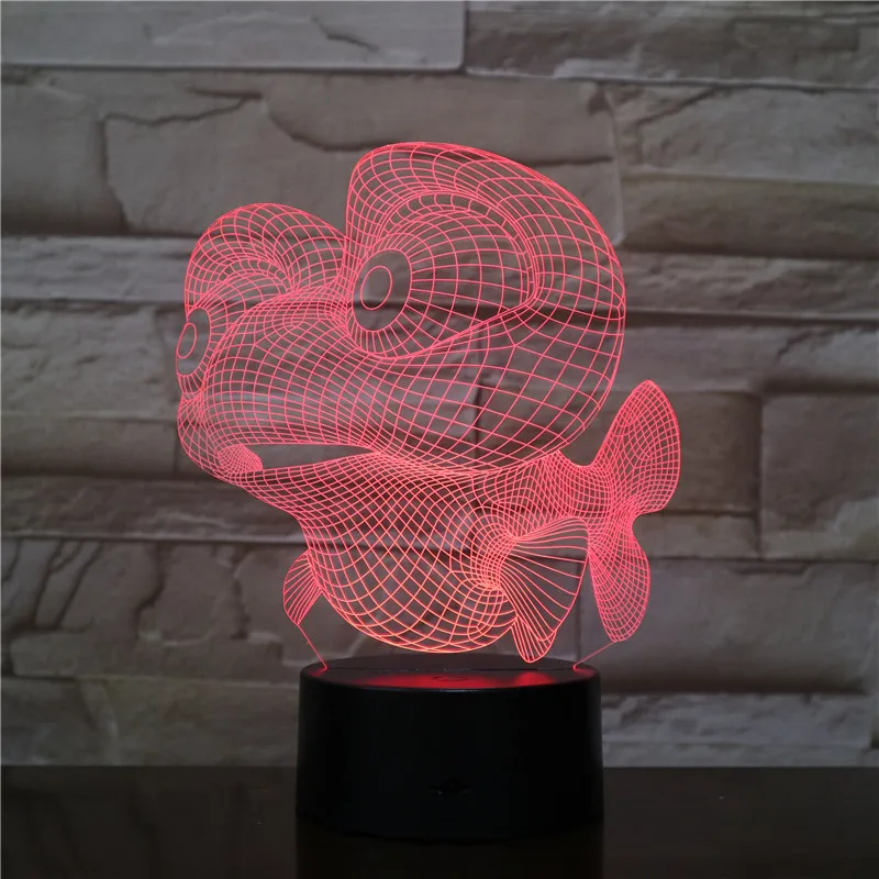 Мультфильм Марлин рыбы лампа 3D USB визуальные Светодиодные ночные светильники