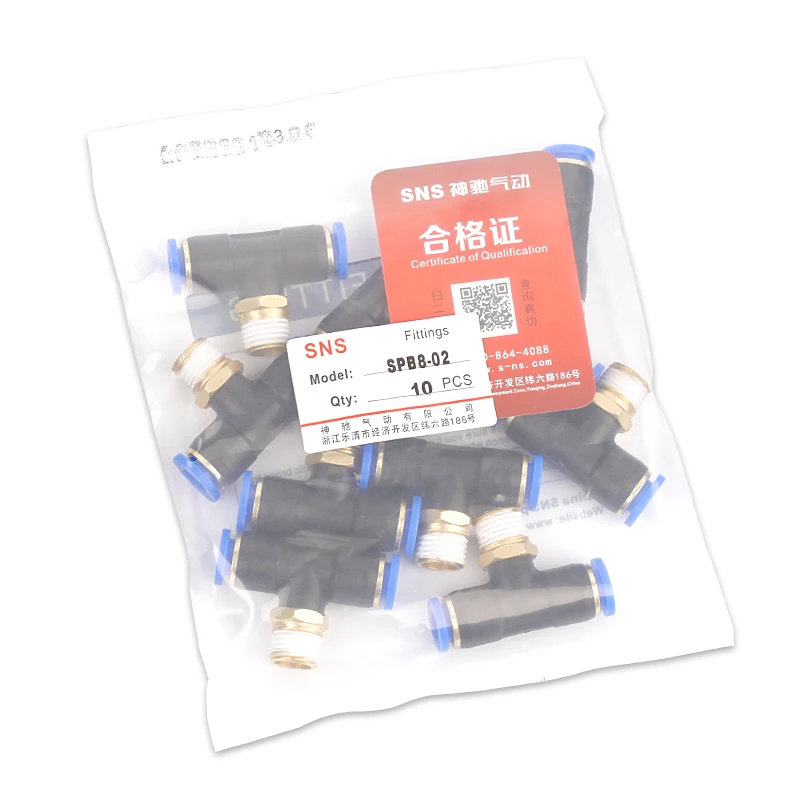 Пневматический тройник серии SNS SPB наружная резьба быстрое соединение фитинги
