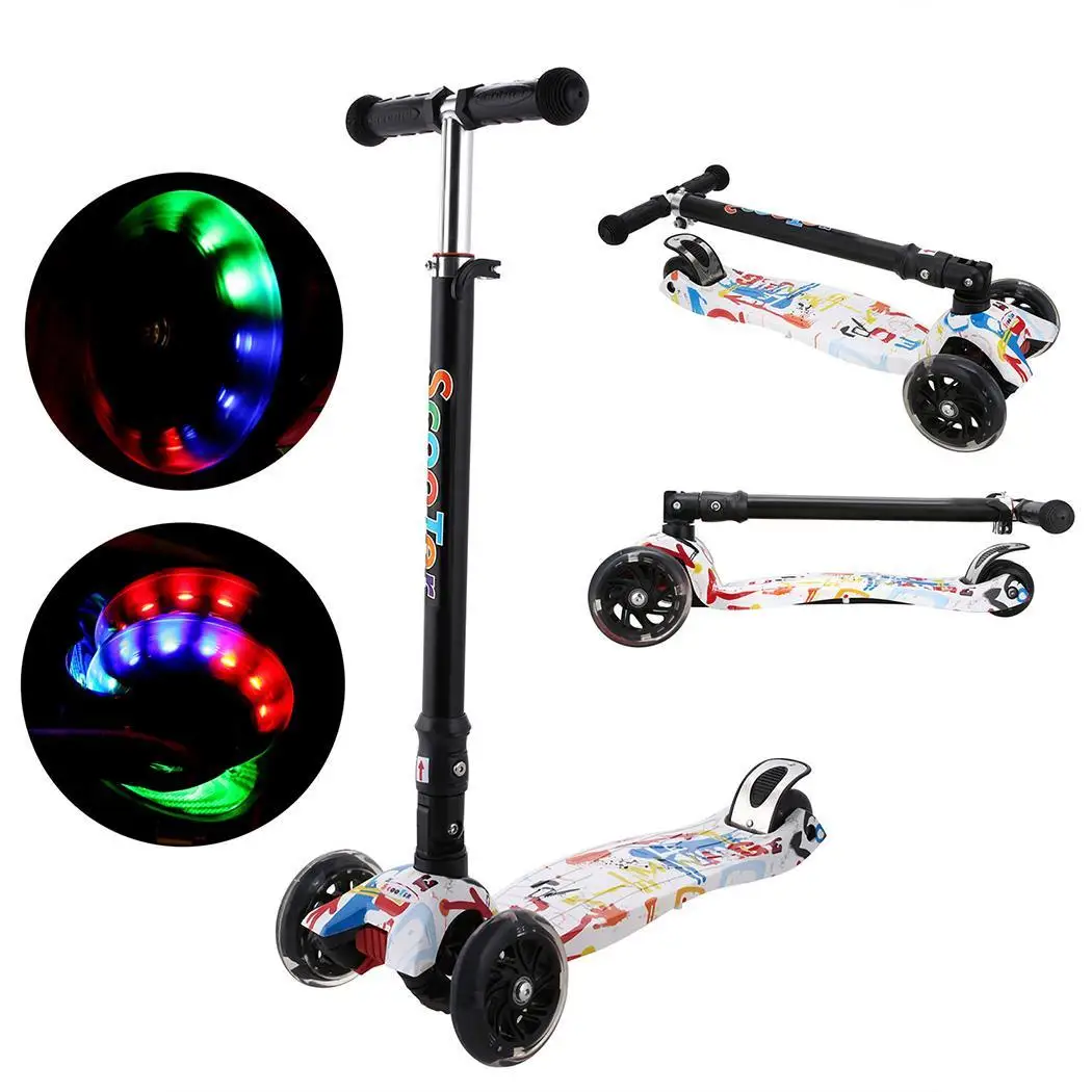 ANCHEER Mini Children Kick Scooter LED Lamp PU 3 Wheels Bicycle Outdoor Aluminum Sport Bodybuilding For Child | Спорт и развлечения