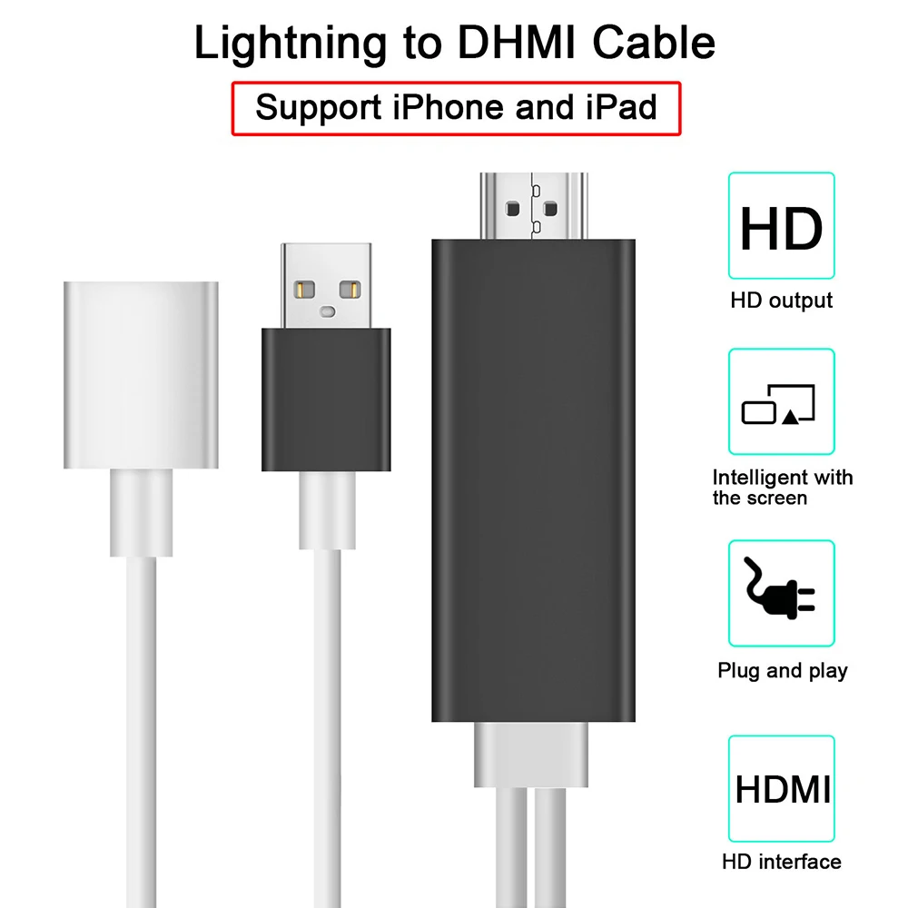 HDMI USB HDTV кабель для Lightning к AV цифровой ТВ адаптер iPhone 7/7 s/6/6 S/Plus/iPad Mirroring шнур