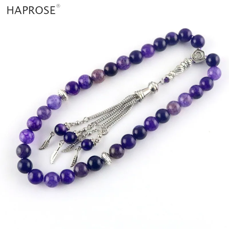 100% натуральные Агатовые молитвенные браслеты исламские мерцания четки 33 бусины 8