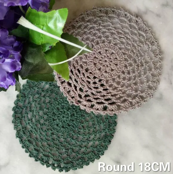 

18CM Round Vintage Hollow Out Crochet Dining Napkins Mantel Individual Table Placemat Home Kitchen Christmas Doilies Coaster Set