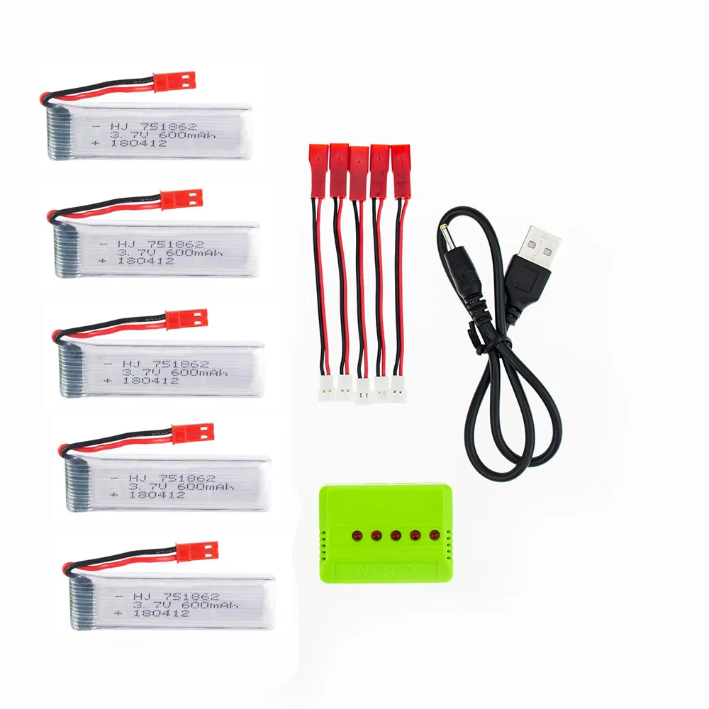 4 5 6 шт 3 7 V 600mAh Lipo батарея для Syma S032G WLtoys V959 V929 Udi U818A Квадрокоптер 751862|Детали и