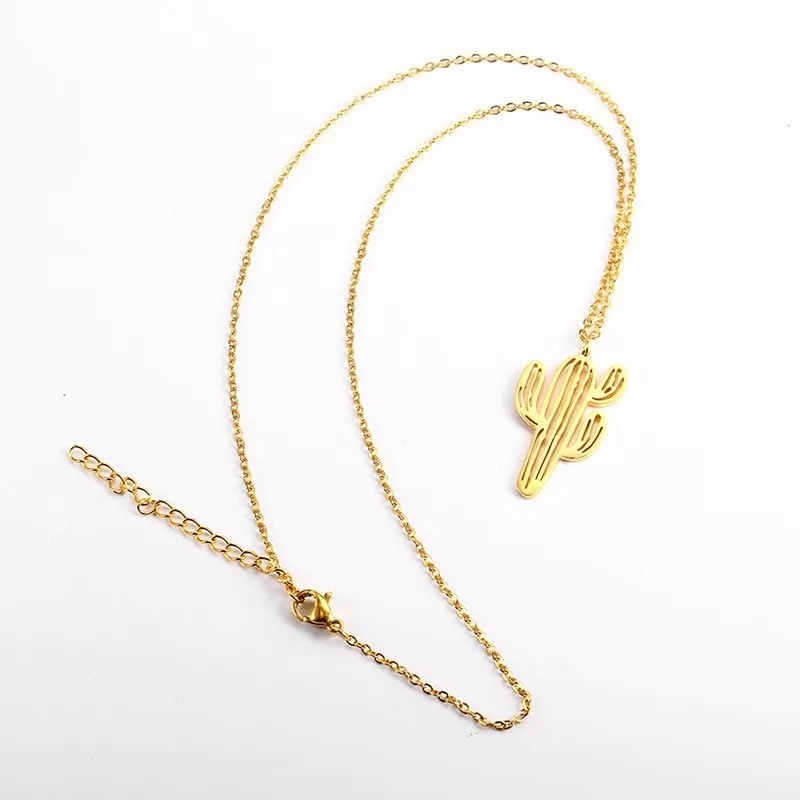 RIR из нержавеющей стали золотой полый кактус ожерелье пустыня простой стиль