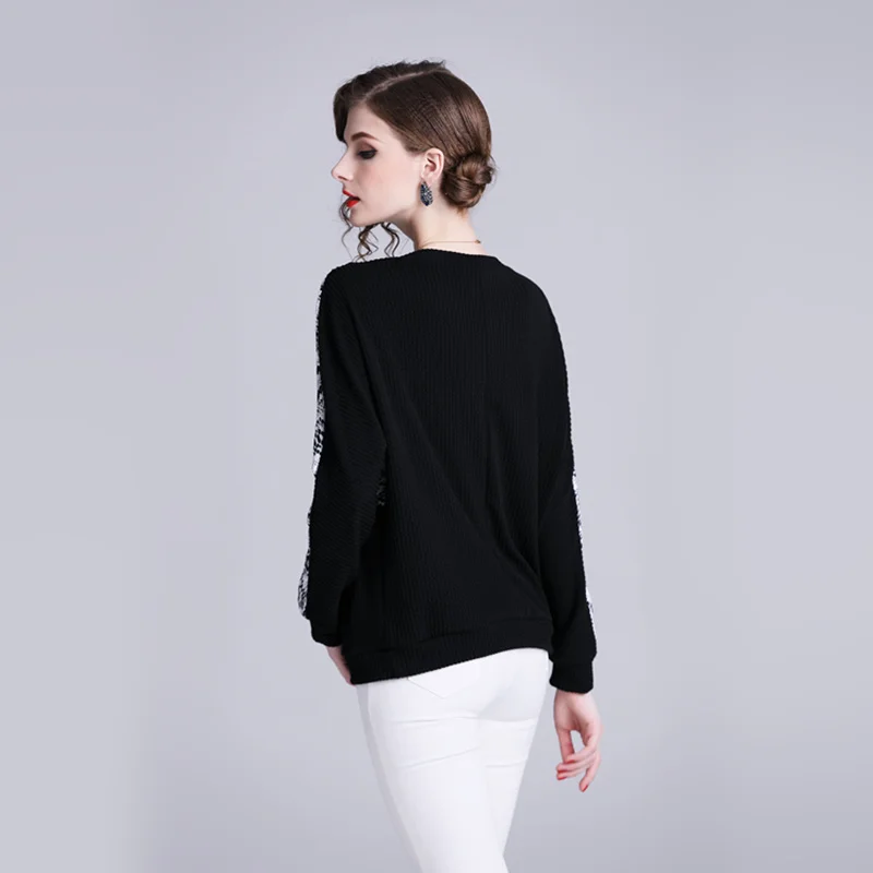 

Willstage 2019 Spring Pullovers Women knitting printing leopard grain Sweaters Casual Pattern Patchwork knitted Tops Winter