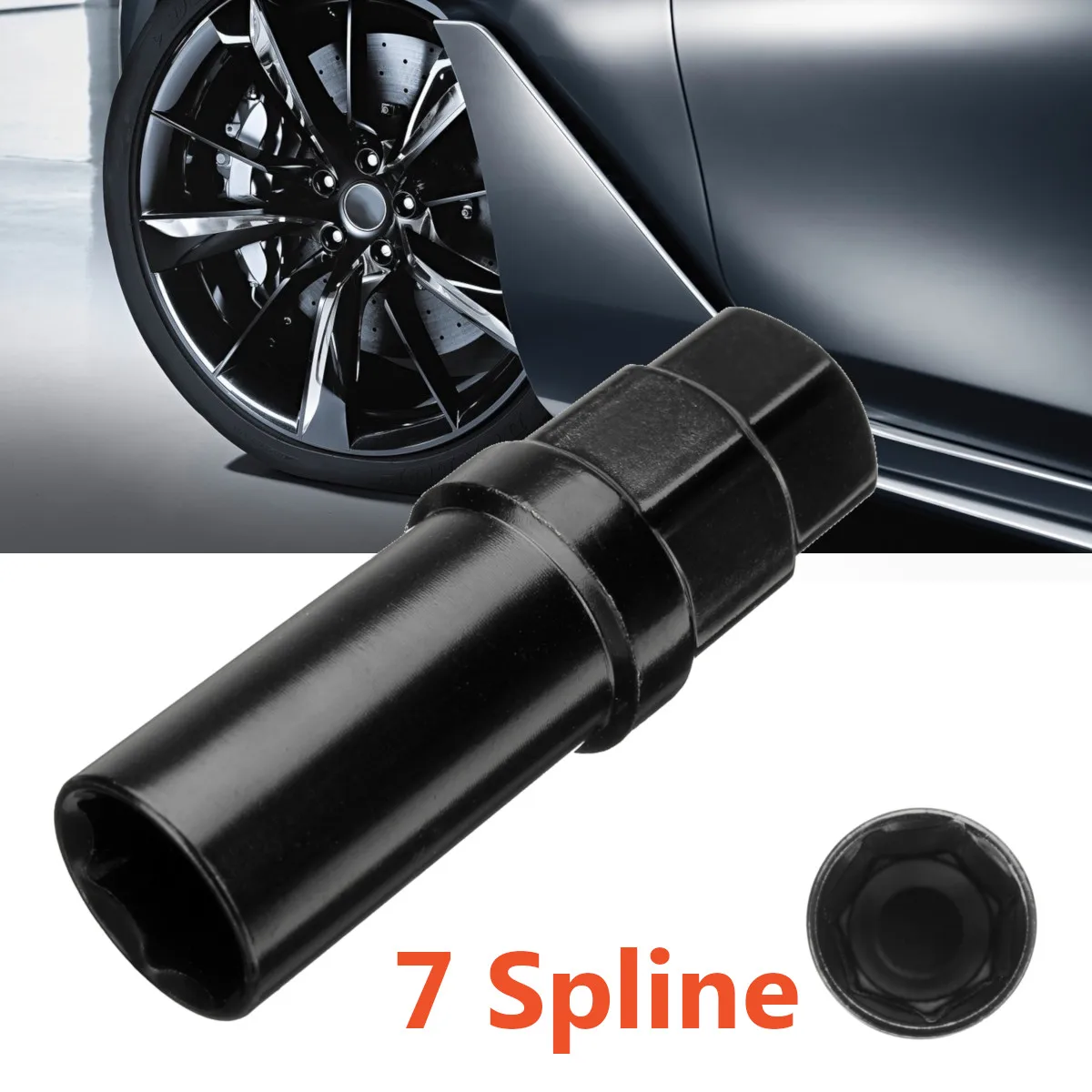 

Black 7 Sided Spline Tuner Lug Nut Locking Socket Key Removal Steel Tool