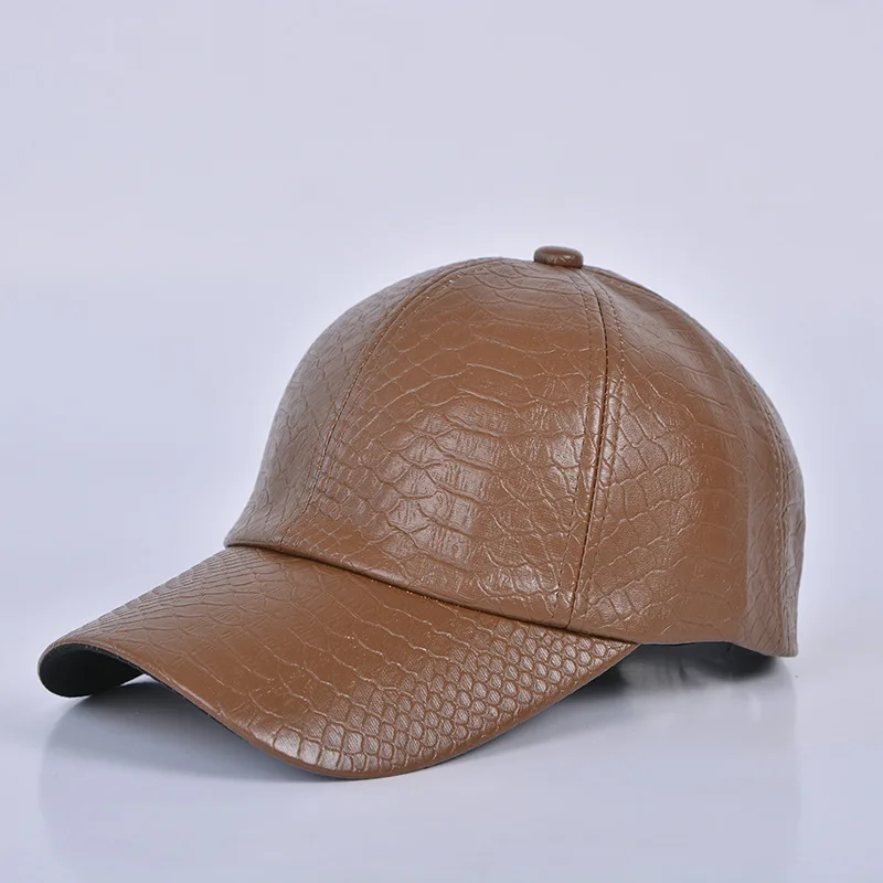 New Pattern Hats Woman Autumn And Winter Sun Hat Korean Snake PU Fur Cap Baseball Male Crocodile Grain Peaked Tide | Аксессуары для