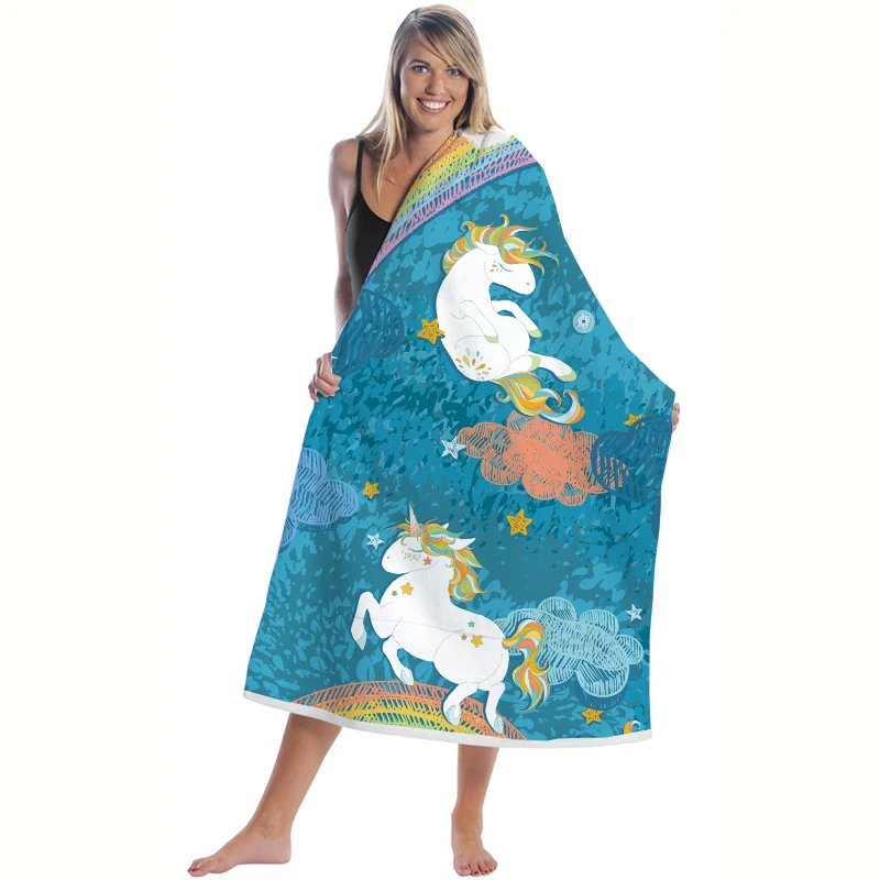 Microfine Microfiber Animal Unicorn Bath Towel Quickdrying Magic Baby Boy Blanket Soft Comfortable Beach Travel for Adults | Дом и сад