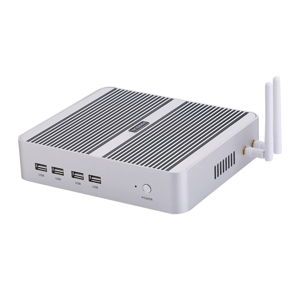 Безвентиляторный мини ПК Intel Core I3 7100U Windows 10/Ubuntu серебристый [HUNSN BM07] (WiFi/1VGA/1 HDMI/4USB3.