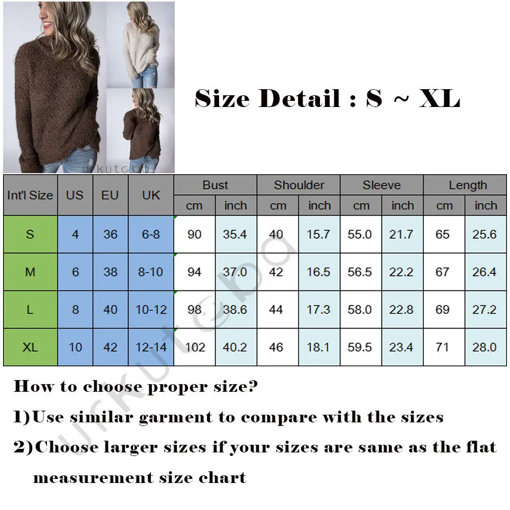 Casual Women Autumn Solid High Collar Long Sleeve Slim Plush Fluffy Sweater Fashion Knitting Party Jumper Pullover 2020 | Женская одежда