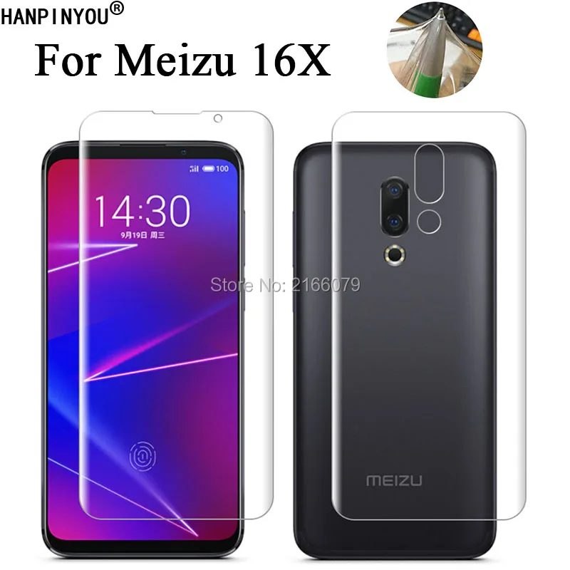 

For Meizu 16X 6.0" Soft TPU Front Back Full Cover Screen Protector Transparent Protective Film + Clean Tools