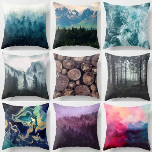 scape Print Cotton Linen Square Cushion Cover Case Home Decorative Sofa Living Room Decoration Pillow | Дом и сад