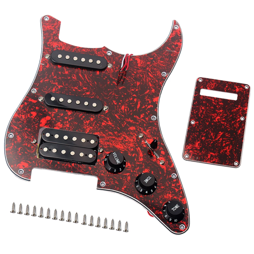 Красный 3-слойный Prewired SSH Pickguard Защита от царапин пластины загружается с пикапами