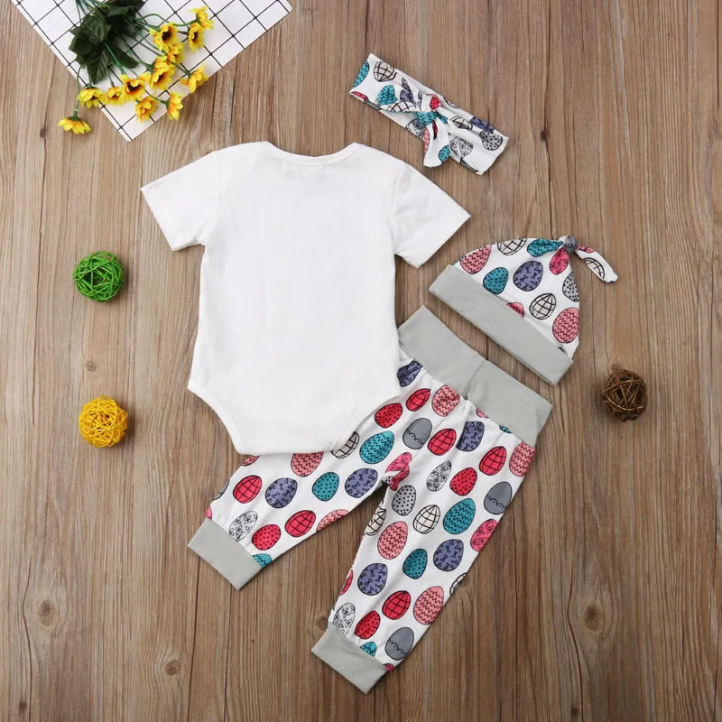 Focusnorm New Fashion 3Pcs Newborn Baby Boy Girl Clothes Set Easter Outfits Short Sleeve Romper Pants | Детская одежда и обувь