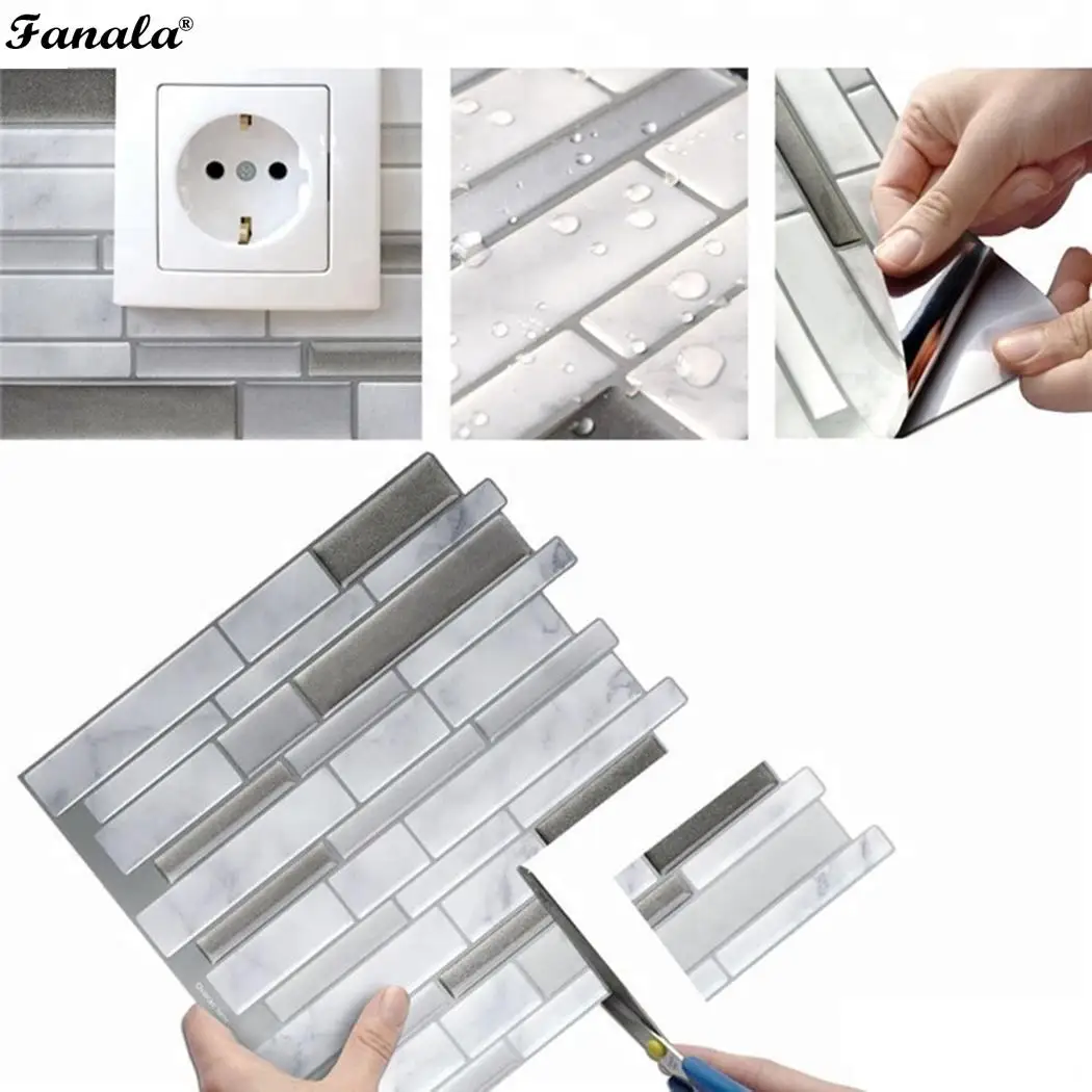 Кухня Ванная комната 3D самоклеющиеся плитки стены водонепроницаемый