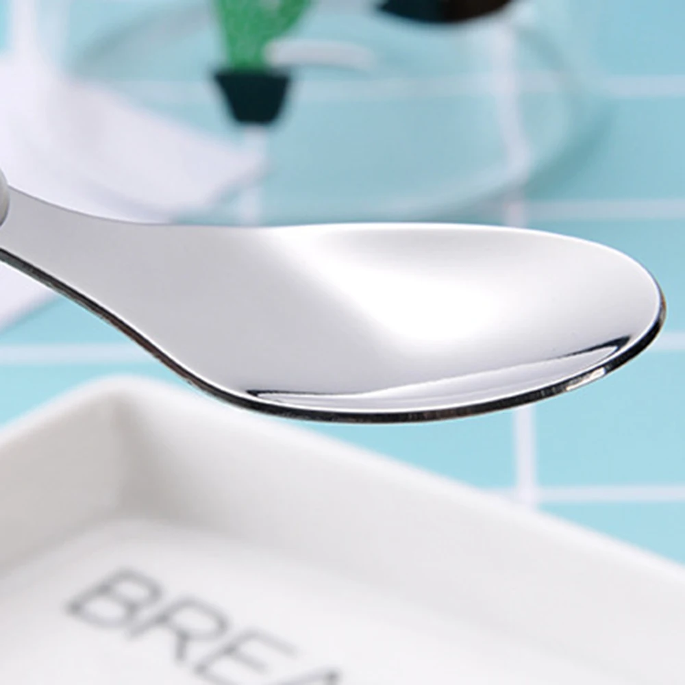 

2Pcs/Set Cartoon Stainless Steel Fork Spoon Set Children Tableware Set Safety Baby Feeding Spoon Infant Eating Training Spork