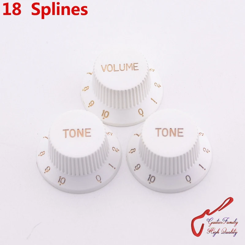 

1 Set ( 3 Pieces ) GuitarFamily White Electric Guitar Plastic Control Knobs ( 18 Splines ) ( #0558 ) MADE IN KOREA