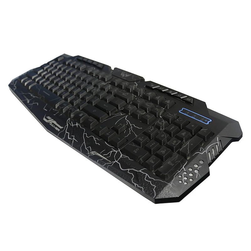 Игровая клавиатура проводная USB с фиолетовым/синим/красным RGB подсветкой