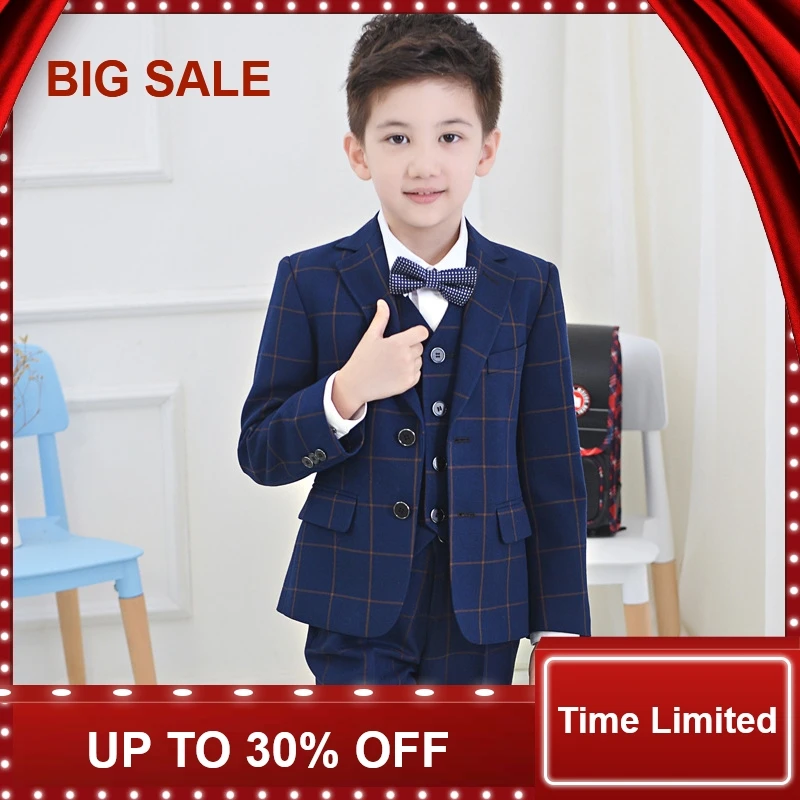 2018 Children Suit Baby Boys Suits Kids Blazer Formal For Weddings Clothes Set Jackets+Shirt+Pants 4pcs 4-14Y |