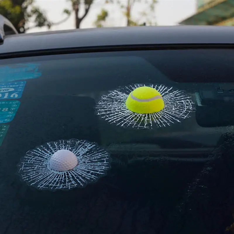 3D Car Stickers Funny Auto Styling Ball Hits Body Window Sticker Self Adhesive Tennis Decal (White Football) | Автомобили и
