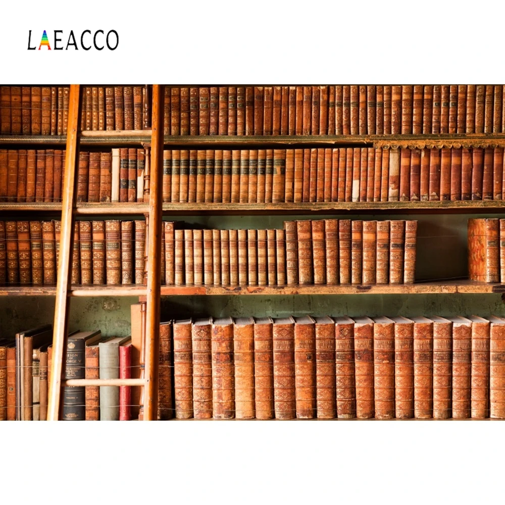 Laeacco библиотека старая книжная полка книги интерьер фотографические фоны для