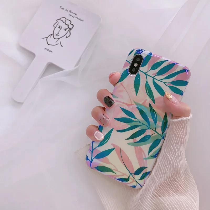 XINDIMAN синего света зеленый чехол для iphone X case силиконовая задняя крышка 7 plus лист с