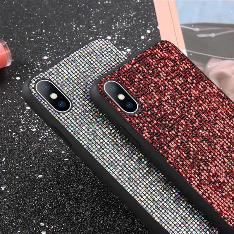 USLION Cases For iPhone 6 6s Plus Bling Glitter Crystal Sequins TPU and PC Cover Fundas 7 8 X XS XR Max |