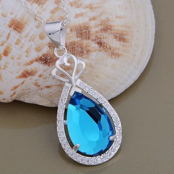 An769 Hot 925 Sterling Silver Necklace Fashion Jewelry Pendant Blue Stone /hfhapwoa Bjtakbaa | Украшения и аксессуары