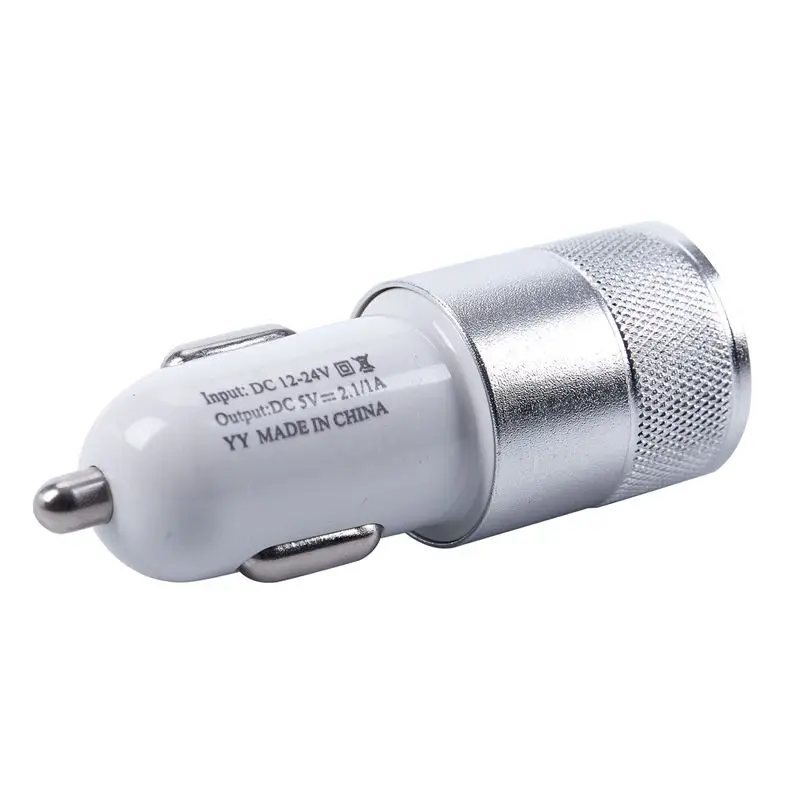 Алюминиевое автомобильное зарядное устройство с двумя usb-портами из