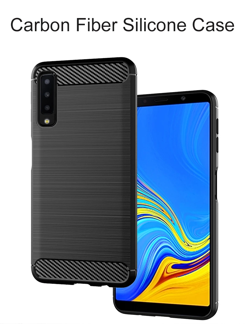 Для samsung Galaxy A7 2018 чехол матовый силикон из углеродного волокна ТПУ чехол-накладка