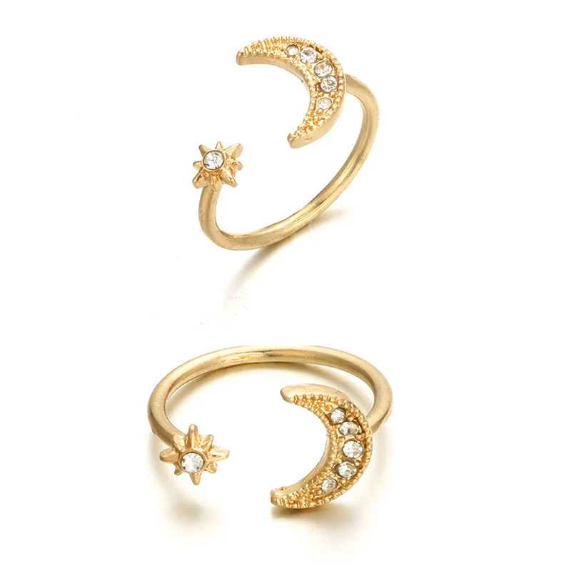 

Women Adjustable Fashion Open Rings Moon and Star