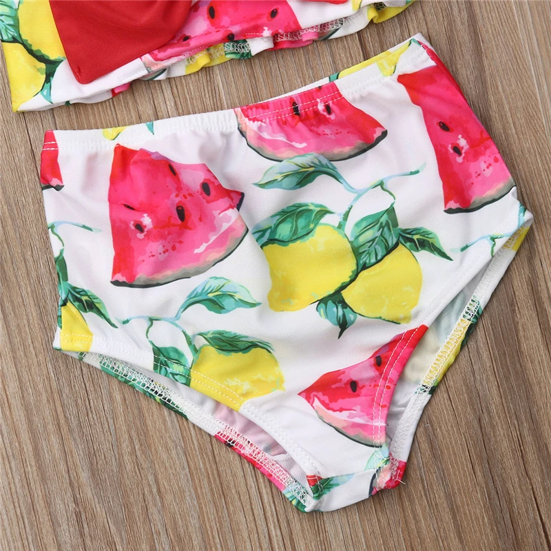 New Arrival Lovely Baby Girls Summer Bikinis Sets Fruit Printed Bow Tie Style Swimwear | Женская одежда