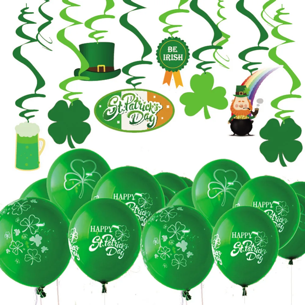 День Святого Патрика украшения очки головные уборы Lucky Green Clover Swirl Phopo воздушные