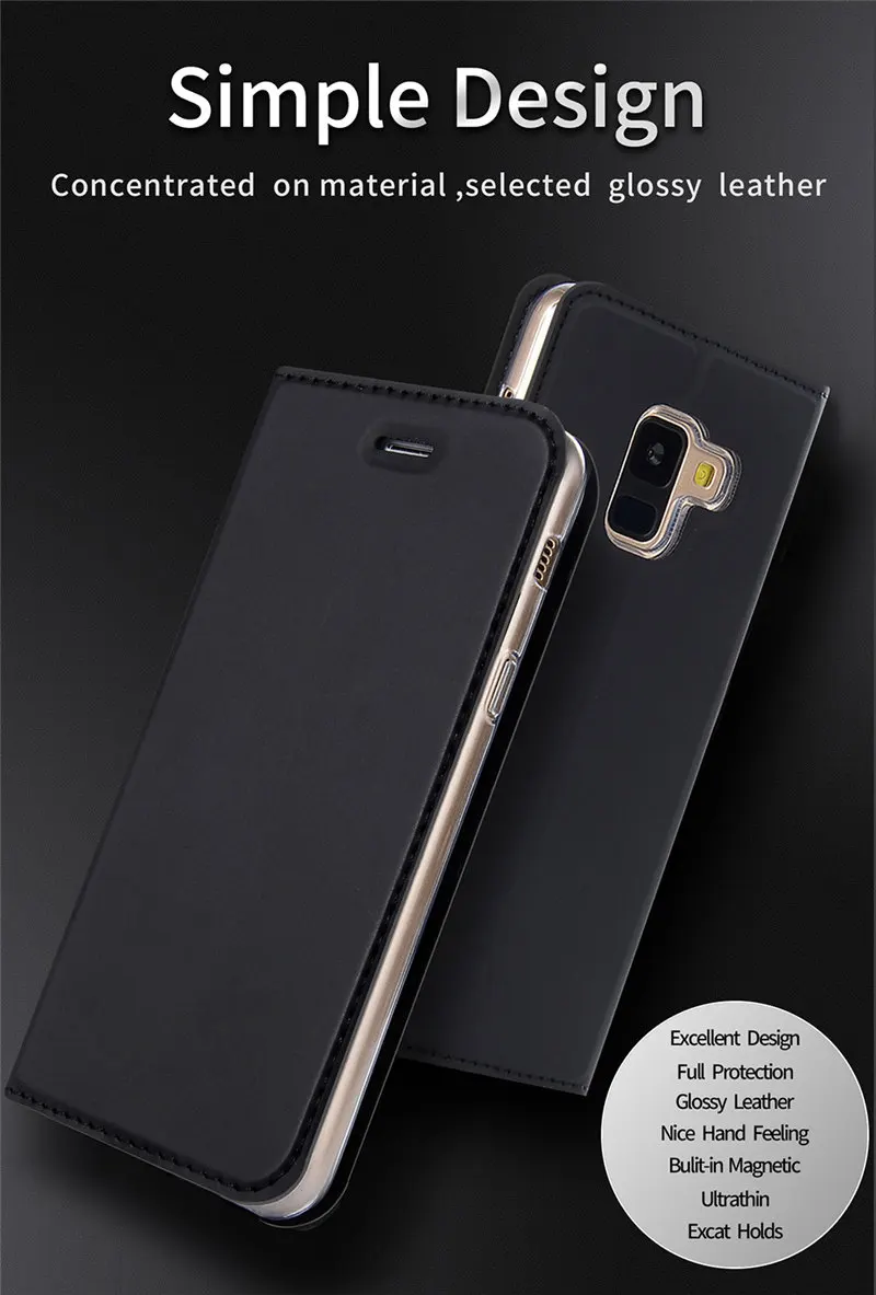 Умный чехол с откидной крышкой для Samsung A8 A6 A7 A5 A3 J3 J6 J5 J4 J2 Pro J7 Note 9 8 S9 S8 + S7 роскошный