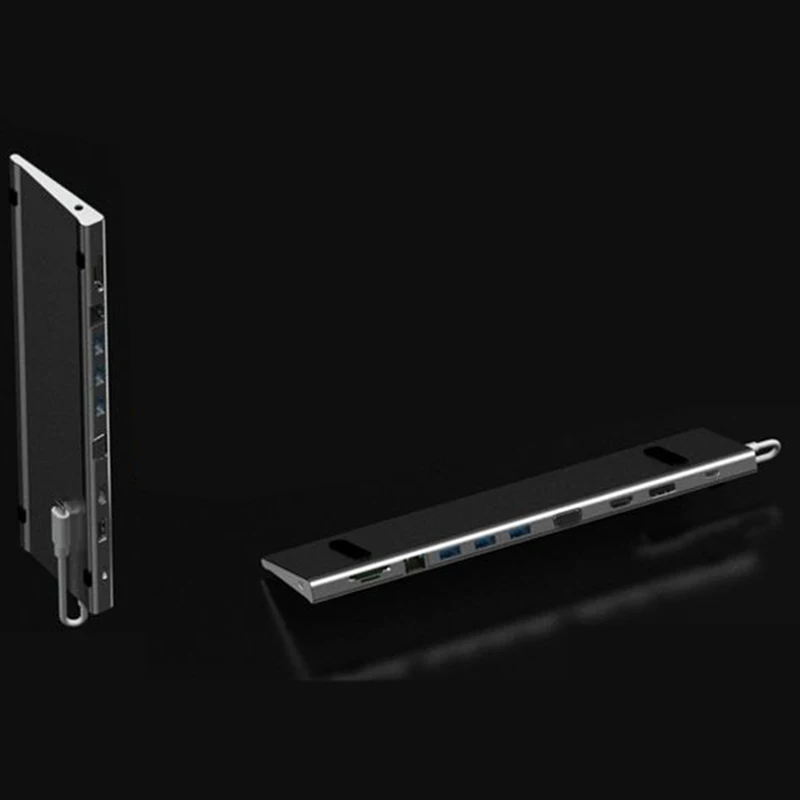 11 In 1 Usb 3.0 Universal Laptop Docking Station Aluminum Multi-Function Macbook Pro Hub To Hdmi/Vga/Mini Dp/Sd/Tf/Rj45/Usb-C |