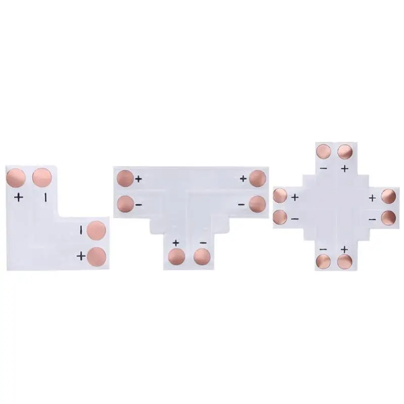 10 шт. L T X форма 8 мм 2pin один цвет RGB RGBW Светодиодная лента Угловой коннектор pcb плата