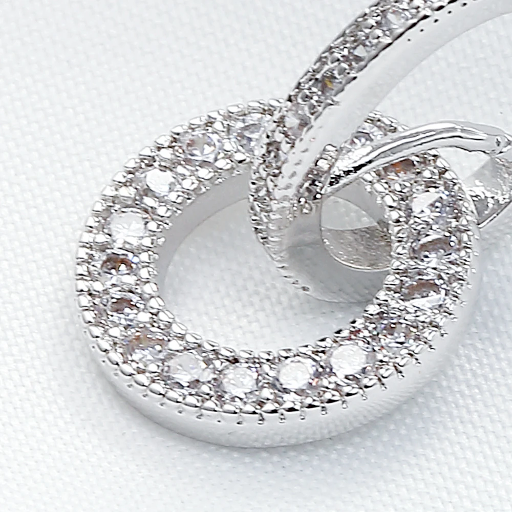 Свадебные серьги для невесты из медного металла с кубическим цирконием AAA+ двойной круглой формы 2018 года новый ювелирный украшение.