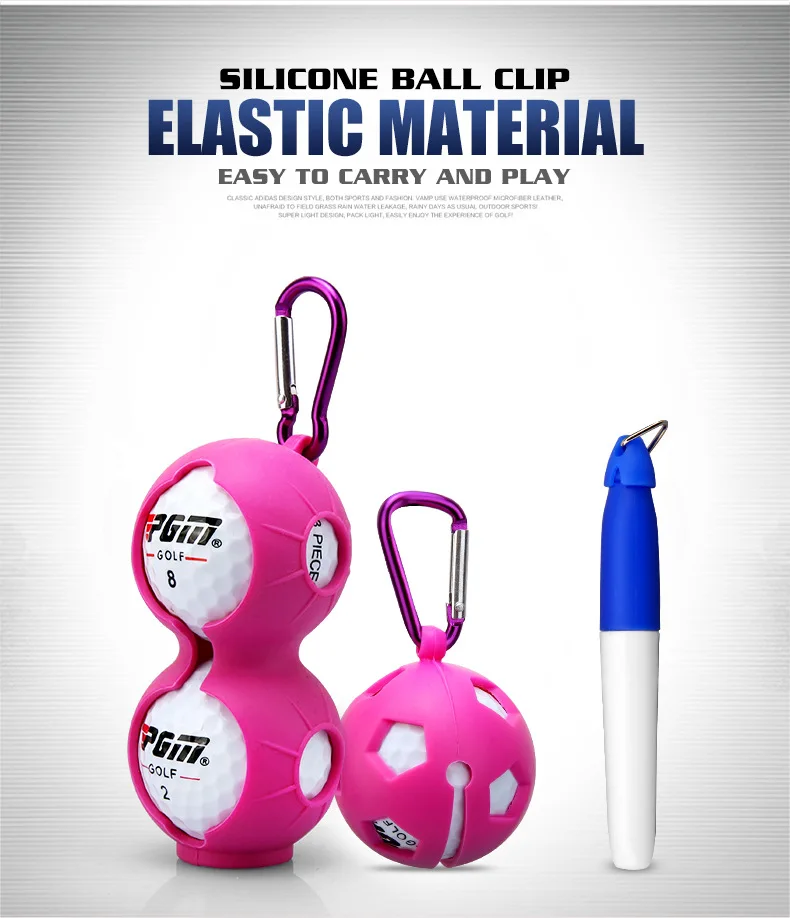 

2 pcs/lot golf ball clip marker with pen Golf fittings single ball/two ball